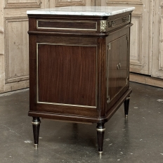 French Mahogany Louis XVI Style Two-Door Buffet with Carrara Marble Top