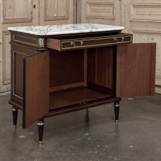 French Mahogany Louis XVI Style Two-Door Buffet with Carrara Marble Top