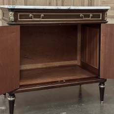 French Mahogany Louis XVI Style Two-Door Buffet with Carrara Marble Top