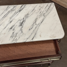 French Mahogany Louis XVI Style Two-Door Buffet with Carrara Marble Top