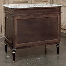 French Mahogany Louis XVI Style Two-Door Buffet with Carrara Marble Top