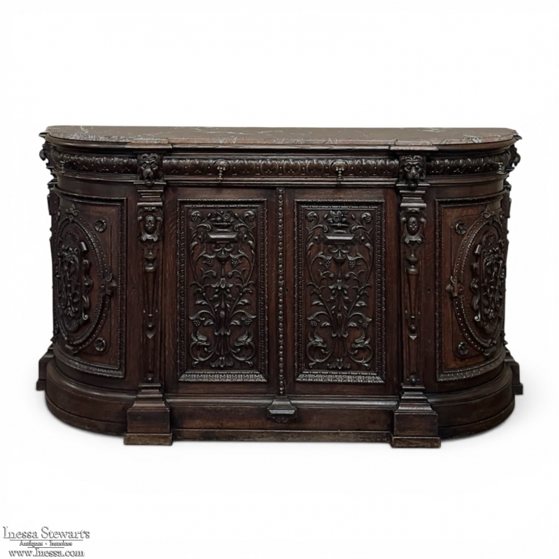 19th Century French Renaissance Marble Top Buffet