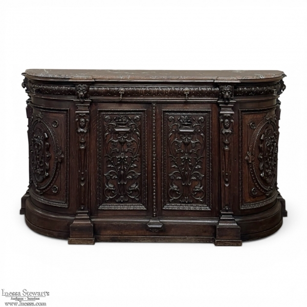 19th Century French Renaissance Revival Style Marble Top Buffet