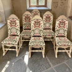 Set of Six Stripped Renaissance Revival Dining Chairs, Circa 1900