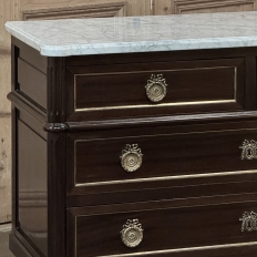 French Louis XVI Mahogany Carrara Marble Top Commode