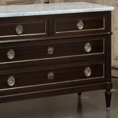 French Louis XVI Mahogany Carrara Marble Top Commode