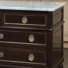 French Louis XVI Mahogany Carrara Marble Top Commode