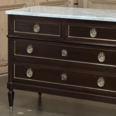 French Louis XVI Mahogany Carrara Marble Top Commode