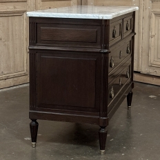 French Louis XVI Mahogany Carrara Marble Top Commode