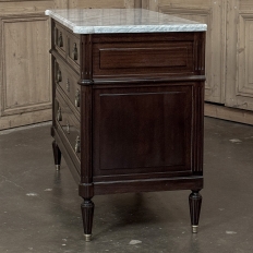 French Louis XVI Mahogany Carrara Marble Top Commode