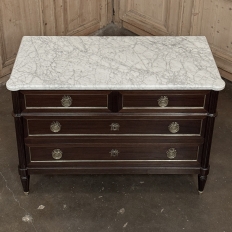 French Louis XVI Mahogany Carrara Marble Top Commode