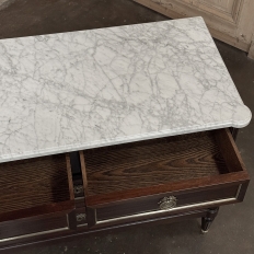 French Louis XVI Mahogany Carrara Marble Top Commode