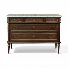 French Directoire Neoclassical Carrara Marble Top Commode