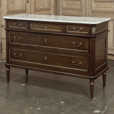 French Directoire Neoclassical Carrara Marble Top Commode