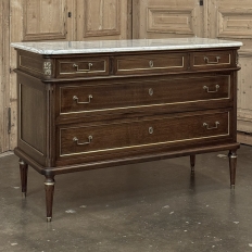 French Directoire Neoclassical Carrara Marble Top Commode