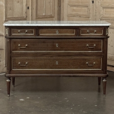 French Directoire Neoclassical Carrara Marble Top Commode