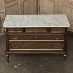French Directoire Neoclassical Carrara Marble Top Commode