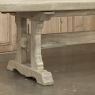 Vintage Rustic European Stripped Oak Trestle Dining Table