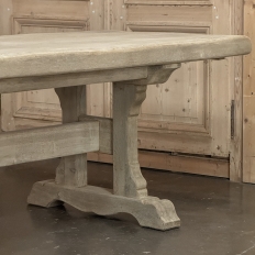 Vintage Rustic European Stripped Oak Trestle Dining Table