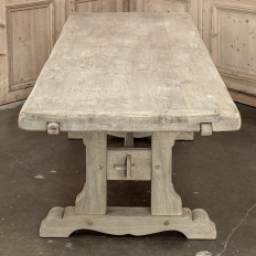 Vintage Rustic European Stripped Oak Trestle Dining Table