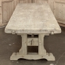 Vintage Rustic European Stripped Oak Trestle Dining Table
