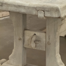 Vintage Rustic European Stripped Oak Trestle Dining Table