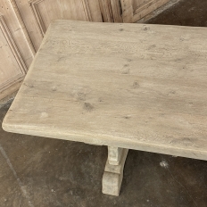 Vintage Rustic European Stripped Oak Trestle Dining Table