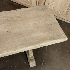 Vintage Rustic European Stripped Oak Trestle Dining Table
