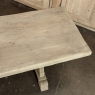 Vintage Rustic European Stripped Oak Trestle Dining Table