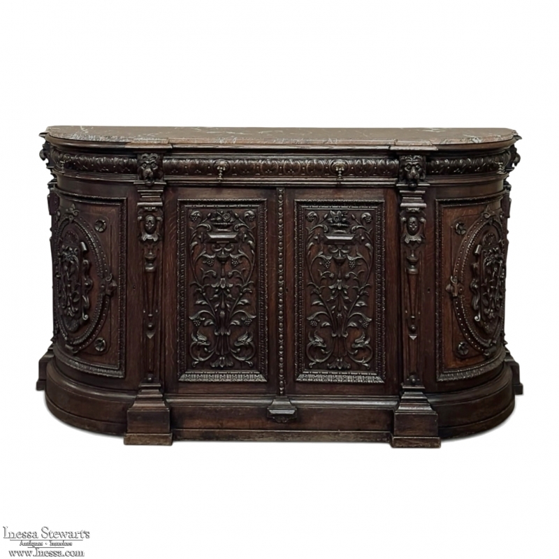19th Century French Renaissance Marble Top Buffet