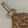 Vintage Decorative Embossed Copper Shield with Pair of Swords