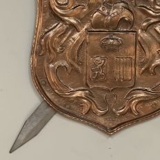 Vintage Decorative Embossed Copper Shield with Pair of Swords
