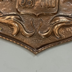 Vintage Decorative Embossed Copper Shield with Pair of Swords