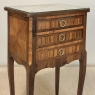 Pair of French Marble Top Marquetry Side Tables ~ Nightstands