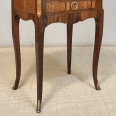 Pair of French Marble Top Marquetry Side Tables ~ Nightstands