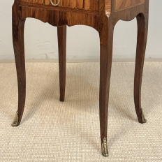 Pair of French Marble Top Marquetry Side Tables ~ Nightstands