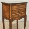 Pair of French Marble Top Marquetry Side Tables ~ Nightstands