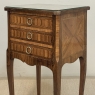 Pair of French Marble Top Marquetry Side Tables ~ Nightstands