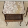 Pair of French Marble Top Marquetry Side Tables ~ Nightstands