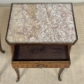 Pair of French Marble Top Marquetry Side Tables ~ Nightstands