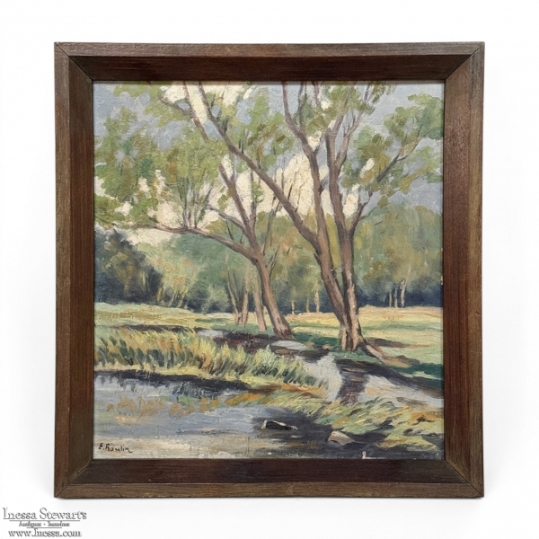 Framed Oil Painting on Canvas by Emile Roulin