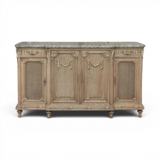 19th Century Louis XVI Stripped Oak and Ormolu Marble Top Buffet
