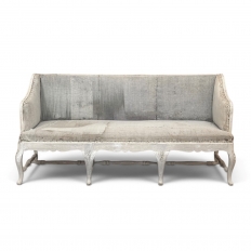 18th Century Swedish Rococo Bench in Hand-Scraped Painted Finish