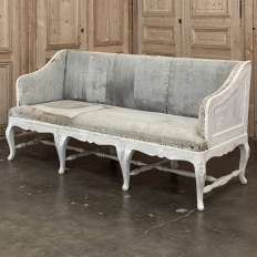 18th Century Swedish Rococo Bench in Hand-Scraped Painted Finish