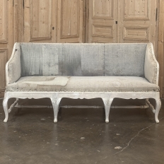 18th Century Swedish Rococo Bench in Hand-Scraped Painted Finish