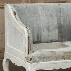 18th Century Swedish Rococo Bench in Hand-Scraped Painted Finish