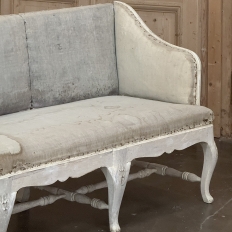 18th Century Swedish Rococo Bench in Hand-Scraped Painted Finish
