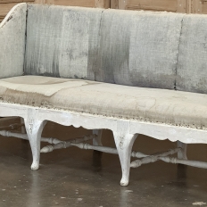 18th Century Swedish Rococo Bench in Hand-Scraped Painted Finish