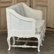18th Century Swedish Rococo Bench in Hand-Scraped Painted Finish