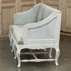 18th Century Swedish Rococo Bench in Hand-Scraped Painted Finish
